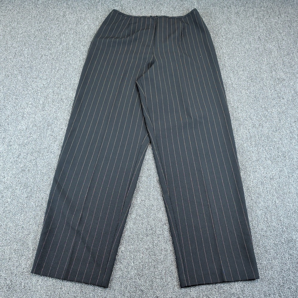 Unbranded Women Pinstripe Dress Pants 11/12‎ Poly Rayon Black Lime Straight Leg